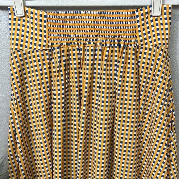 TOV Los Angeles Checked Maxi Skirt 38 Blue Yellow Small - Picture 3 of 9